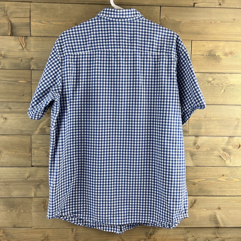 Columbia Mens Shirt Short Sleeve‎ Button Up Regular Fit Gingham Plaid Blue Large - Picture 7 of 8